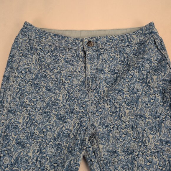 Rock & Roll Denim Bargain Button Flare Jeans 31x32 Blue Floral - Picture 5 of 10